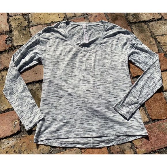 lululemon athletica Tops - 10- Lululemon gray marbled scoop neck workout yoga Long Sleeve TOP women’s s…